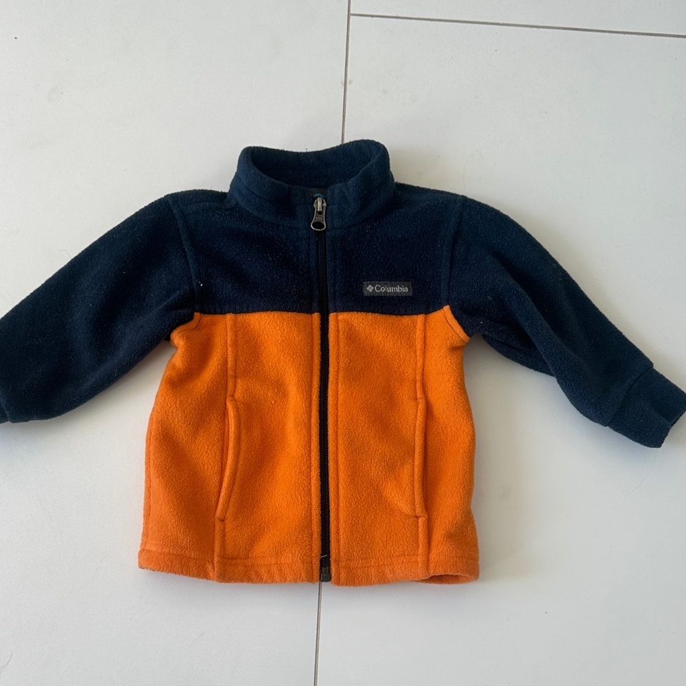 Columbia baby Fleece Jacket in Orange and navy 6/12m